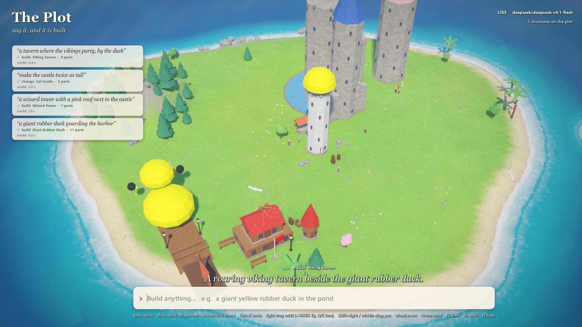 The Plot: each building on the island was planned by the model, then checked before the game built it.